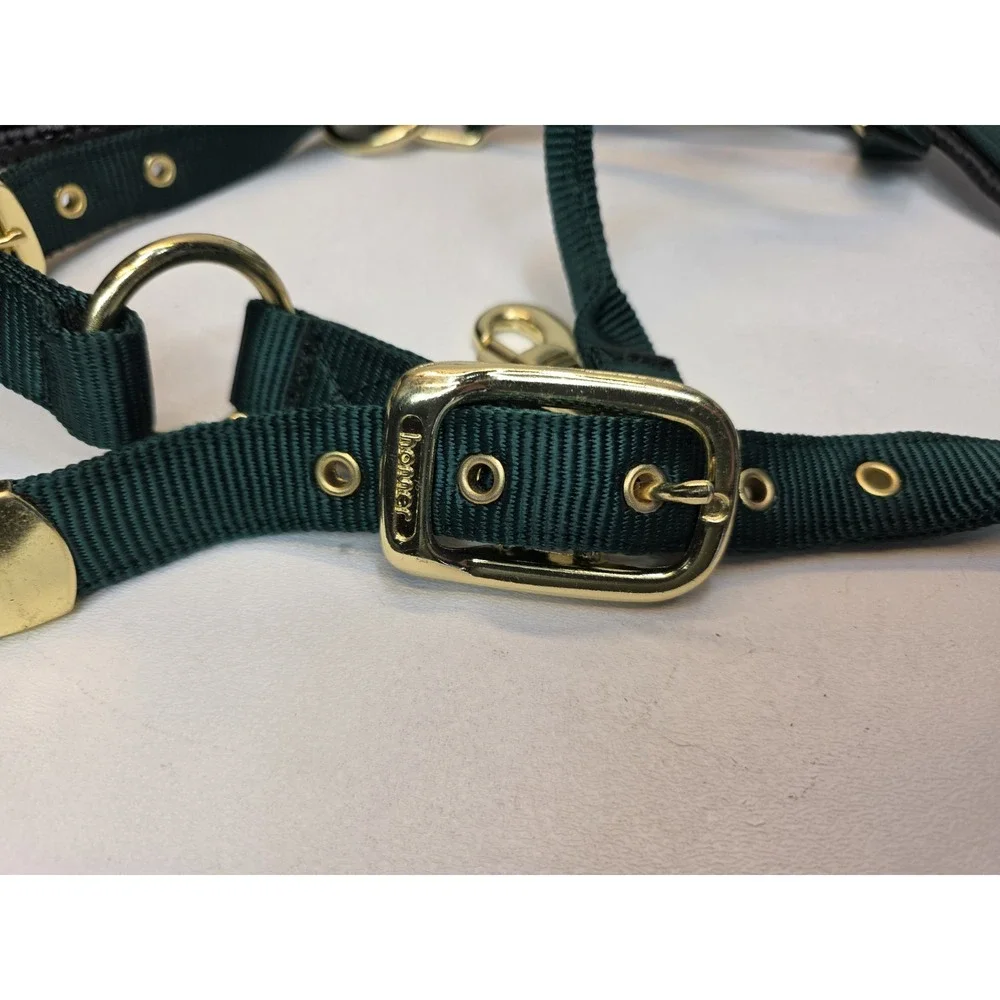 NEW Full Size Horse Halter, Box-Stitching Hunter Green